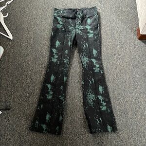 Stylish Black and Green Flared Pants